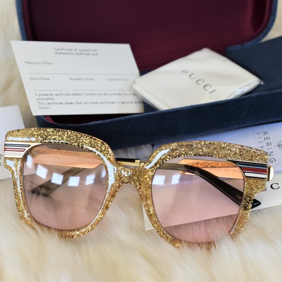 Gucci Accessories - NEW! Gucci 51mm Cat Eye Frame Glitter Sunglasses